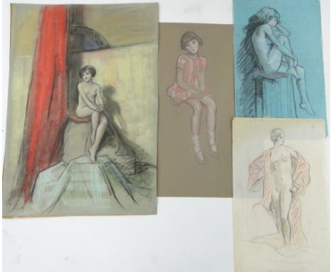 Harry John Pearson
folder of pastel/crayon drawings, portrait sketches, (4), unframed.