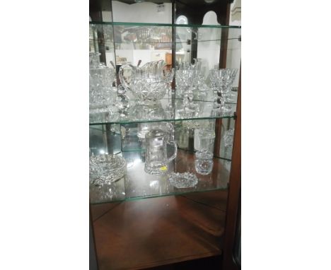 CRYSTAL DECANTER , GLASSES , STAG TANKARD ETC (10)