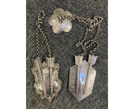 * Cross Belt Prickers. A Victorian silver cross belt pricker plate and fixings by Bent &amp; Parker, Birmingham 1888, the shi