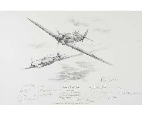 * Trudgian (Nicolas). Battle of Britain Day, black and white print, published by Vector Fine Arts Prints and numbered 55/200,