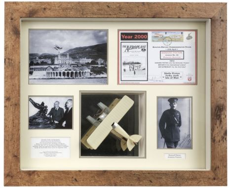 * Schneider Trophy. A framed montage commemorating Howard Pixton, winner of the 1914 Schneider Trophy Air Race, comprising 1/