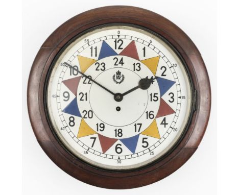 * Sector Clock. A very early and original RAF sector clock circa 1937, the 36 cm diameter white enamel dial featuring the cro