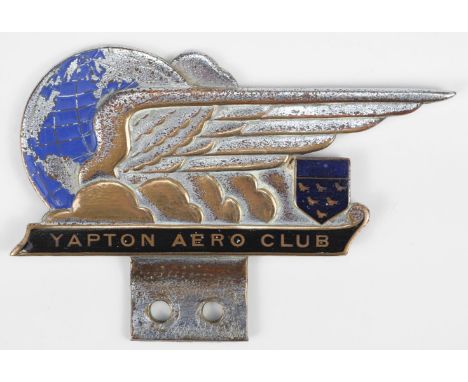 * Car Badge. Yapton Aero Club, circa 1920s, early pre-war members car badge for the Sussex aerodrome, a fine art deco relief 