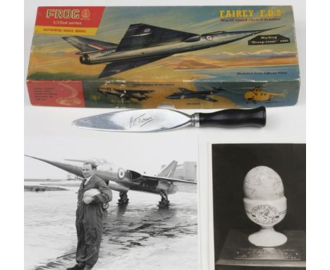 * Fairey Delta 2. A small archive relating to Peter Twiss, Fairey F.D.2. test pilot, comprising a FD2 scrap album containing 