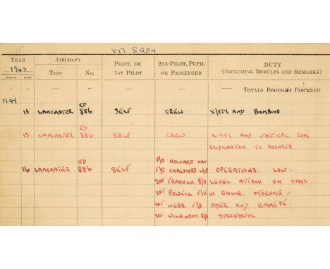 * Dambuster Logbooks. Two RAF logbooks kept by Flight Lieutenant William "Bill" Townsend, 617 SquadronLogbook 1, first entry 