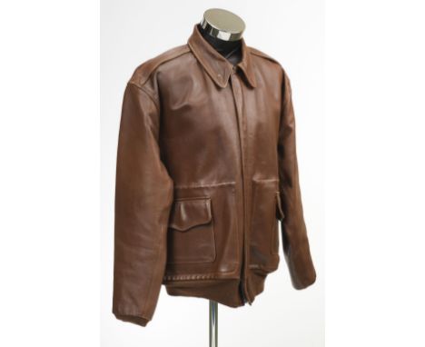 * Doolittle Raid. A WWII-style American Air Force Type A-2 flying jacket, size 48, soft brown leather with two pockets to the