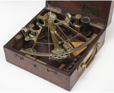 * Sextant. A ship's sextant by E. Lorieux, Paris, circa 1872, with brass ladder frame signed and dated 1872, with silvered sc