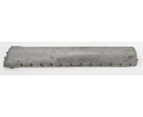 * Rolls Royce. A WWII Rolls Royce Merlin engine rocker cover as fitted to Spitfire and Hurricane, numbered D8988, 107.5 cm lo
