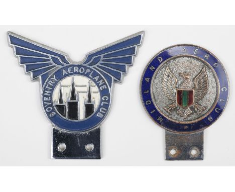 * Car Badges. Midland Aero Club and Coventry Aeroplane Club, circa 1930-50, two membership car badges of the pre and early po