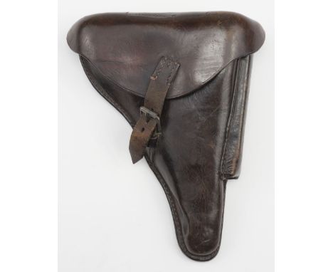 * Holster. A WWI German P08 Luger pistol holster, the brown leather with good stitching and with hinged flap enclosing additi