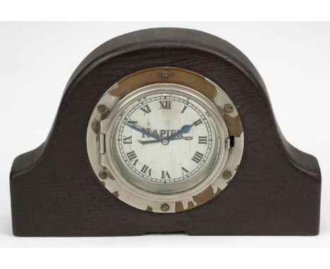 * Car Clock. Napier Motors Dashboard Clock, circa 1920, manufacturer's named clock probably for a motorcar, nickel plated bra
