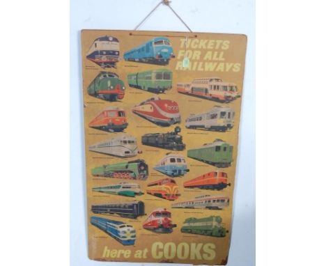 A vintage 20th century point of sale advertising shop display poster having various European Railway companies including Ital