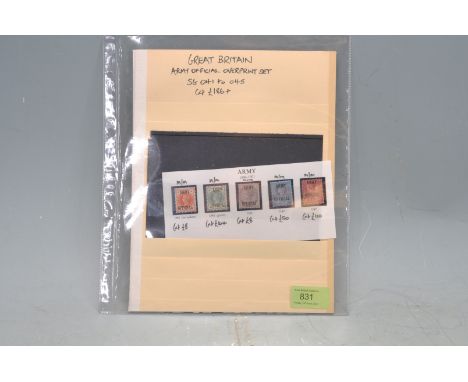 GB Stamps. Queen Victoria Army Official overprints 1/2d – 6d set (5). Fine/very fine mint. SG #s 041-045 Cat value £186+