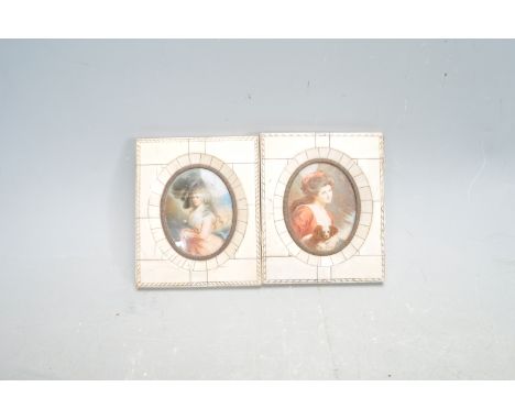 A pair of early 20th Century portrait miniatures to include one depicting the Duchess of Devonshire (Georgiana Cavendish) aft
