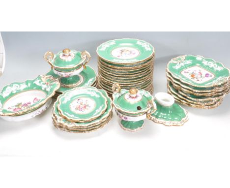A large early 20th century continental ceramic porcelain dinner service comprising of plate, side plates, lidded tureen, cent