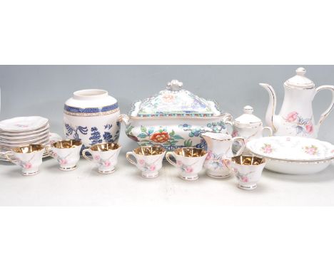 A collection of 20th century vintage china to include a group of Royal Albert plates and dishes, a large tureen and a floral 