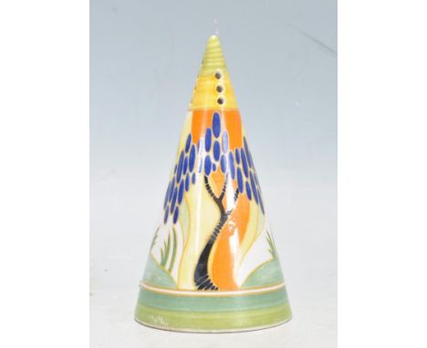 A 20th century limited edition Clarice Cliff sugar shaker of conical form in the 'Windbells' pattern as part of the Fantastiq