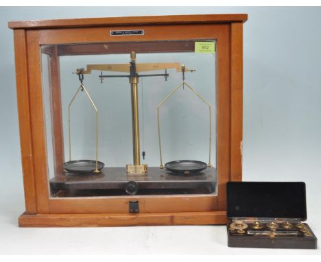 A vintage retro 20th century balance scale / laboratory scales by Griffin &amp; George LTD. &nbsp;The scale having brass arms