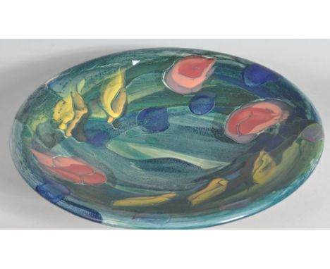 Louise Gilbert Scott - A retro vintage late 20th century studio art pottery centrepiece bowl in the manner of Moorcroft. The 
