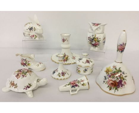 A quantity of Hammersley fine bone china ornaments. To include animal shaped lidded trinket pots.