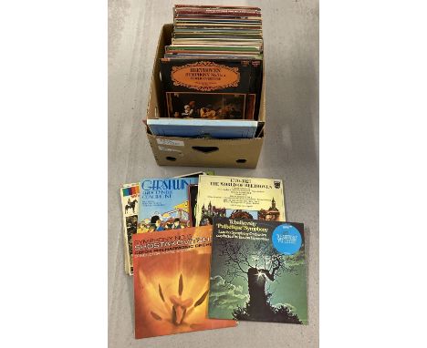 A box of vintage classical music LP's. To include Yehudi Menuhin, Handel, Brahms, Beethoven and Tchaikovsky.
