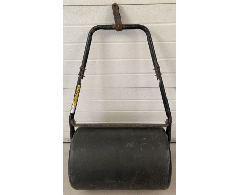 A modern water filling garden roller for use with a ride on lawnmower. Approx. 129 tall with fixings.
