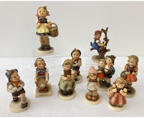 10 Goebel ceramic Hummel figurines, some a/f. To include: School Boy, Little Helper, For Mother, Pretty Please and Come With 