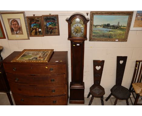 A Tempus Fugit oak cased grandmother clock 
