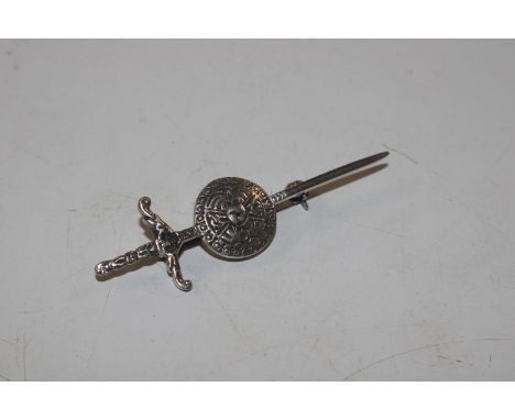 A vintage Sterling silver kilt pin in the form of a Scottish sword 