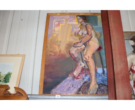 An oil on canvas nude portrait 