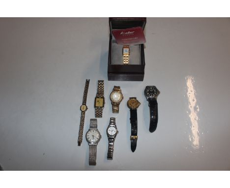 A box of  wrist watches to include men's Dunhill wrist watch, a Rado wrist watch, and Allaine men's wrist watch and various o