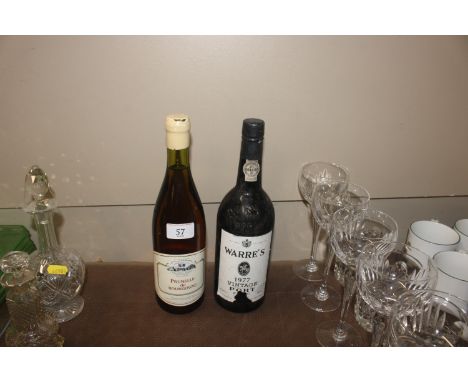 A bottle of Warre's 1977 vintage port; and a bottle of Prunelle De Vourgogne