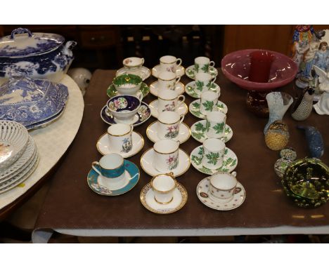 A quantity of various cup and saucers to include Royal Worcester "Shelley"
