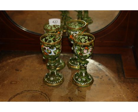 Four Roemer glasses with enamel decoration  
