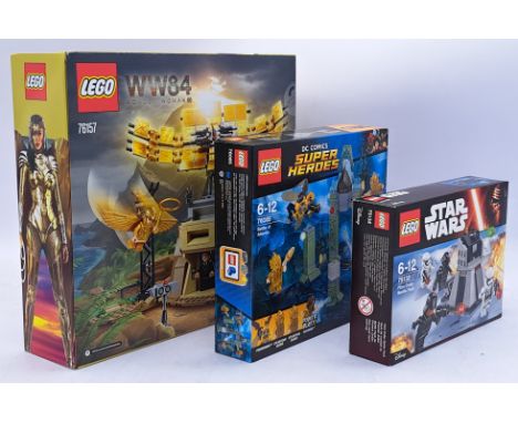 Sealed mixed theme Lego Sets 76085/76157/75132 - Battle Of Atlantis/Wonder Woman vs Cheetah/First Order Battle Pack (All Mint