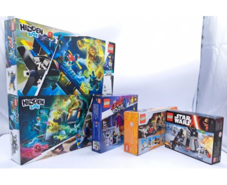 Sealed mixed theme Lego Sets 70429/70430/76945/70824/75132 - El Fuego's Stunt Plane/Newbury Subway/Atrociraptor Dinosaur/Intr