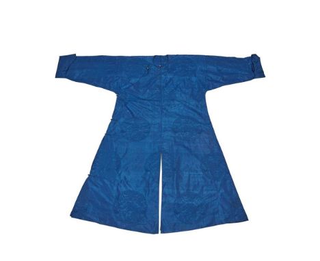 各色服飾（一組十二件） comprising: a blue long robe decorated with eternal knot and eight auspicious emblems in roundels; one white silk