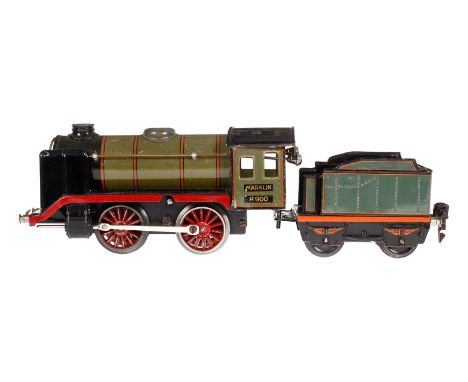 Märklin B-Dampflok R 900, mit farblich nicht passendem 2A-Tender, Spur 0, Uhrwerk intakt, Schwarzbereich nachlackiert, Gebrau
