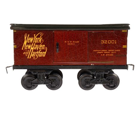 Bing amerik. ged. Güterwagen ”N.Y.N.H. &amp; H. 32001”, Spur 2, CL, gealterter Lack, 4A, L 23, Z 2-3