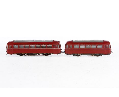 Märklin Schienenbus mit Anhänger DB 800 K, Spur H0, rot, Alterungsspuren, im leicht besch. OK, Z 2-3