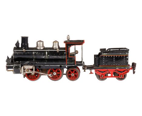 Märklin B-1 Dampflok 1020 D, Spur 0, uralt, HL, mit 2A-Tender, Uhrwerk intakt, v+r, mit Bremse, Galeriestangen, 3 imit. Stirn