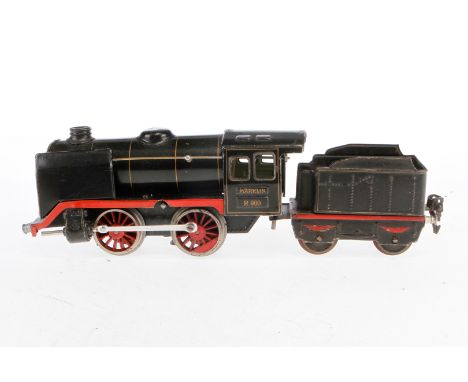 Märklin B-Dampflok R 900, Spur 0, Uhrwerk intakt, schwarz, mit Tender, Z 4
