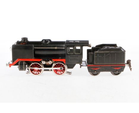 Märklin B-Dampflok R 66/12900, Spur 0, elektr., schwarz, mit Tender, gW, 1 el. bel. Stirnlampe, Rotbereich von Lok rest., LS 