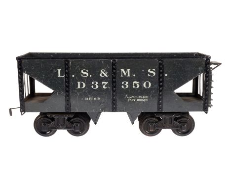 Bing amerik. Schüttgutwagen ”L.S. &amp; M.S.D 37350”, Spur 1, uralt, HL, 4A, mit Bremsersitz, Gebrauchsspuren, L 27, Z 2