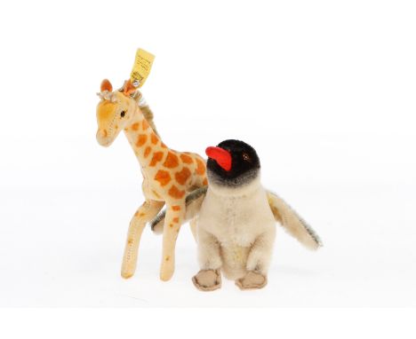 2 Steiff Tiere, Alterungsspuren, Giraffenhöhe 16, Z 3