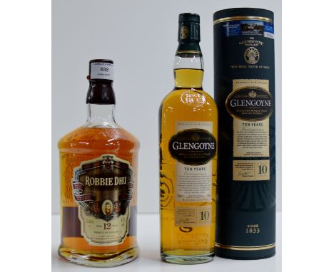 2 BOTTLE WHISKY SELECTION COMPRISING WILLIAM GRANT'S "THE ROBBIE DHU" 12 YEARS OLD DELUXE SCOTCH WHISKY - 1 LITRE, 43% VOL & 