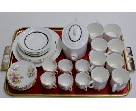20 PIECES OF SUSIE COOPER TEA WARE & 12 PIECES OF VICTORIA HAND PAINTED FLORAL COFFEE WARE     