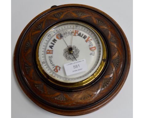 MAHOGANY CASED CIRCULAR BAROMETER     