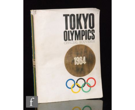 A 1964 official souvenir book for the Tokyo Olympics, also brochures and a sew on patch, etc. (qty) 