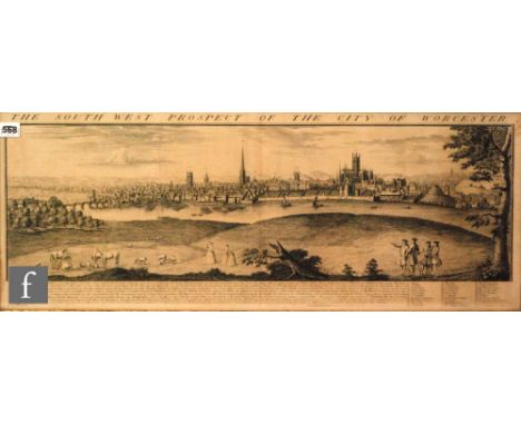 AFTER SAMUEL AND NATHANIEL BUCK - The South West Prospect of the City of Worcester, engraving, framed, 31cm x 82cm, also four